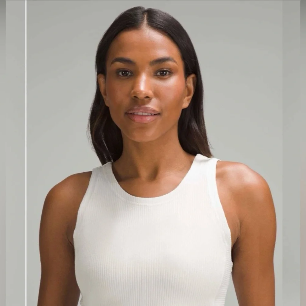 Lululemon Ribbed Softstreme Cropped Tank Top, Bone, 12